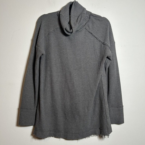 Umgee Sweaters - Umgee Peasant Top Waffle Knit Cowl Neck Gray Women's Size Small